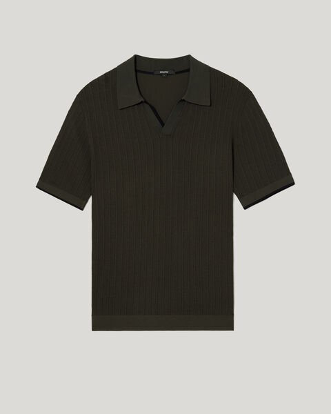 Anderson Stripe Texture Knit Polo, Dk Khaki, hi-res
